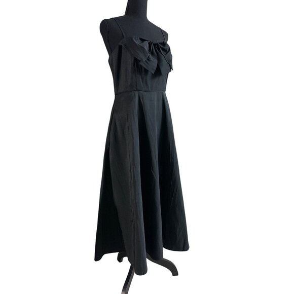 A New Day Womens Black Maxi Cocktail Dress w/ Bow Accent & Side Pockets Size 6 - Picture 3 of 13